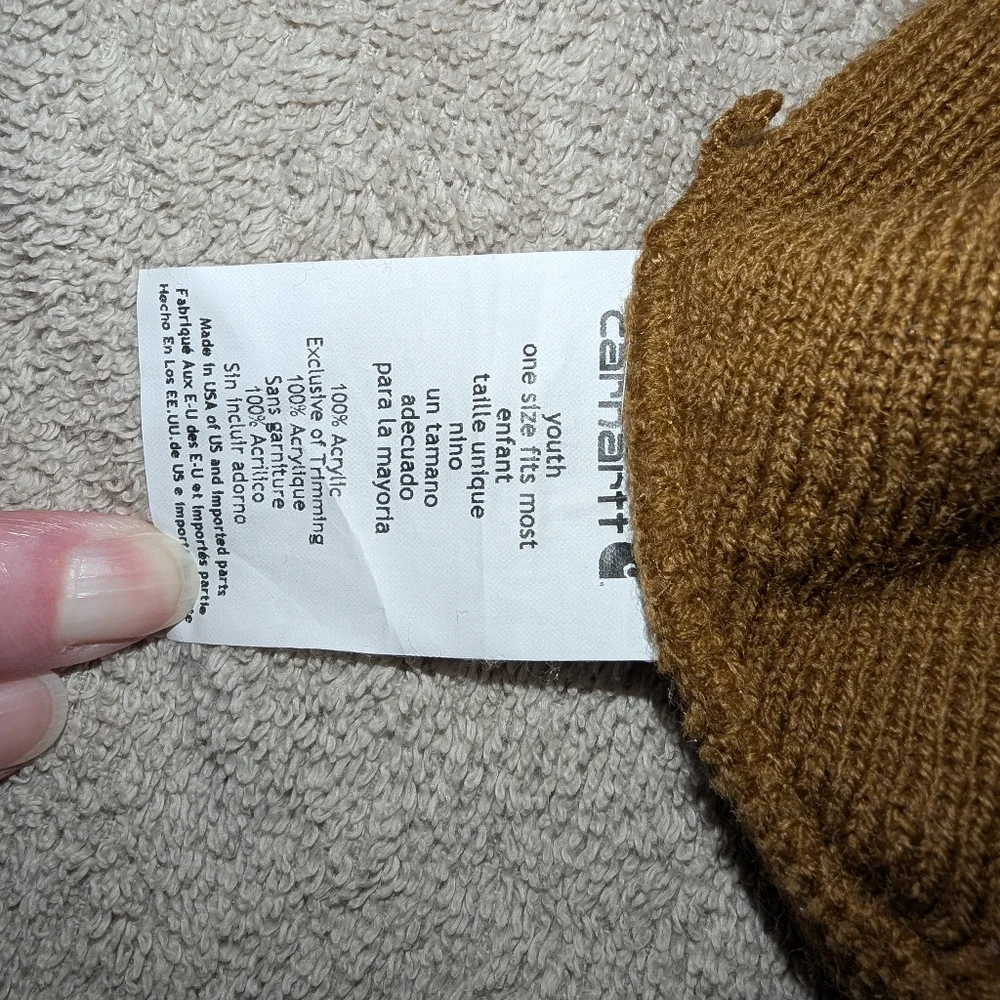 Carhartt Brown Knit Hat Durable Winter Beanie - Picture 3 of 3